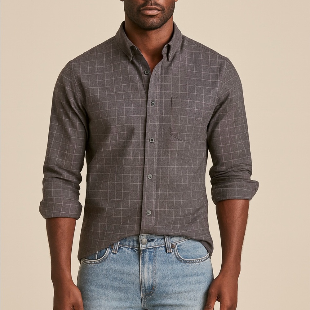 Ben Sherman Dark Gray Plaid Button Down Shirt